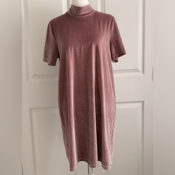 MADEWELL Women’s Mauve Velvet Mock Turtleneck Midi Dress Size: Large - Picture 1 of 7